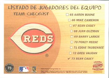 2000 Pacific Crown Collection #73 Sean Casey Back
