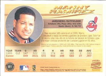 2000 Pacific Crown Collection #81 Manny Ramirez Back