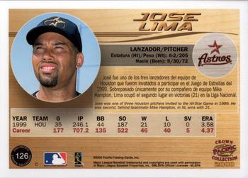 2000 Pacific Crown Collection #126 Jose Lima Back
