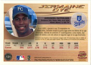 2000 Pacific Crown Collection #131 Jermaine Dye Back