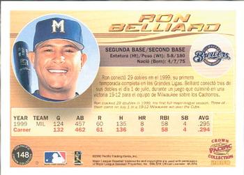 2000 Pacific Crown Collection #148 Ron Belliard Back