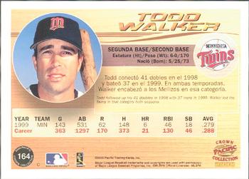 2000 Pacific Crown Collection #164 Todd Walker Back