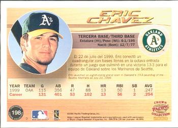 2000 Pacific Crown Collection #198 Eric Chavez Back