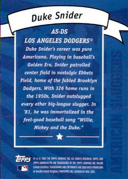 2002 Topps American Pie Spirit of America - American Sluggers Silver #AS-DS Duke Snider Back