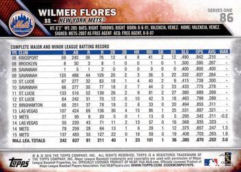 2016 Topps - Limited #86 Wilmer Flores Back