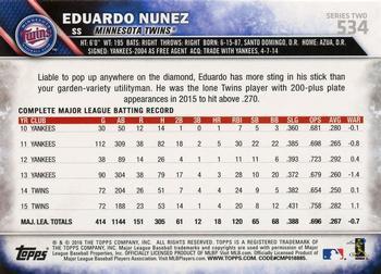 2016 Topps - Limited #534 Eduardo Nunez Back