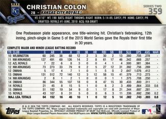 2016 Topps Mini #359 Christian Colon Back
