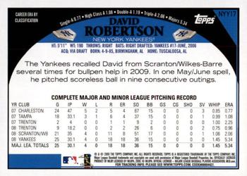 2009 Topps New York Yankees World Series #NYY17 David Robertson Back