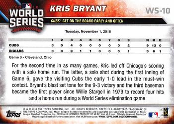 2016 Topps Chicago Cubs World Series Champions Box Set #WS-10 Kris Bryant Back