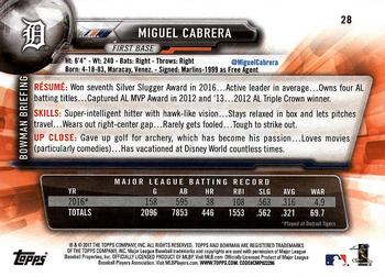 2017 Bowman #28 Miguel Cabrera Back