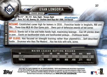 2017 Bowman #37 Evan Longoria Back