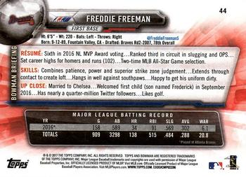 2017 Bowman #44 Freddie Freeman Back
