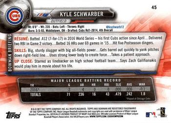 2017 Bowman #45 Kyle Schwarber Back