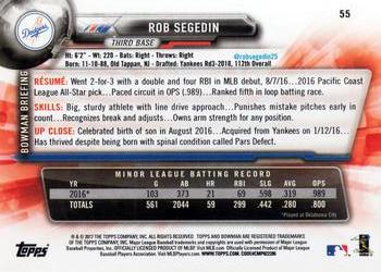 2017 Bowman #55 Rob Segedin Back