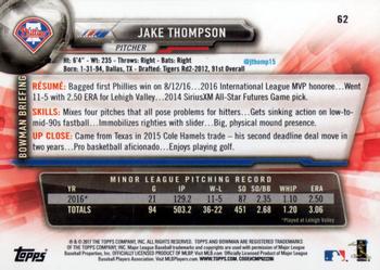 2017 Bowman #62 Jake Thompson Back