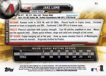 2017 Bowman #71 Jake Lamb Back