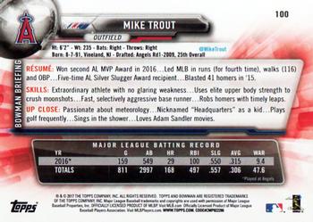 2017 Bowman #100 Mike Trout Back