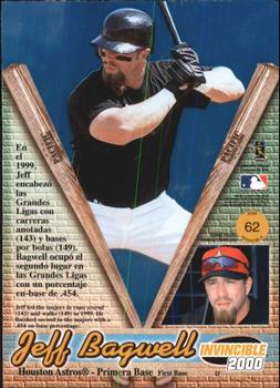 2000 Pacific Invincible #62 Jeff Bagwell Back