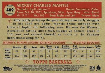 2012 Topps National Convention VIP Promos #409 Mickey Mantle Back