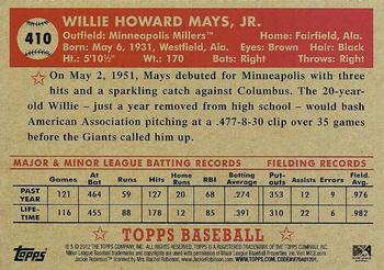 2012 Topps National Convention VIP Promos #410 Willie Mays Back