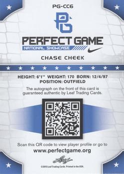2015 Leaf Perfect Game National Showcase - Base Autograph - Gold #PG-CC6 Chase Cheek Back
