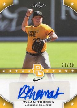 2015 Leaf Perfect Game National Showcase - Base Autograph Gold #PG-RT2 Rylan Thomas Front