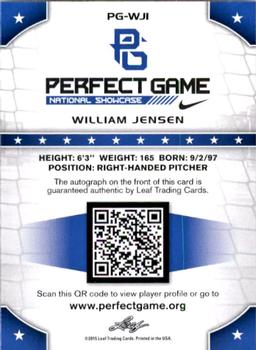 2015 Leaf Perfect Game National Showcase - Base Autograph Green #PG-WJ1 William Jensen Back