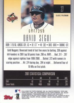 2002 Topps Gold Label - Class 2 Platinum #27 David Segui  Back
