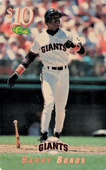 1995 Classic MLB $10 Phone Cards #NNO Barry Bonds Front