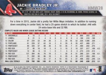 2016 Topps Holiday #HMW28 Jackie Bradley Jr. Back