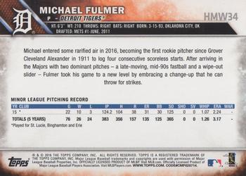 2016 Topps Holiday #HMW34 Michael Fulmer Back