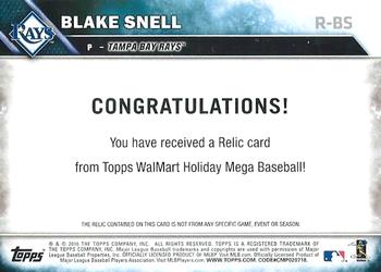2016 Topps Holiday - Relics #R-BS Blake Snell Back