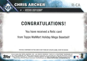 2016 Topps Holiday - Relics #R-CA Chris Archer Back