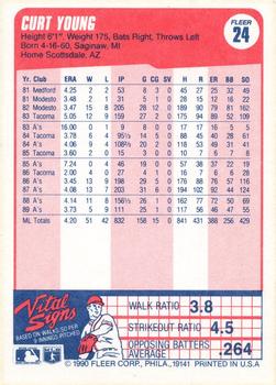 1990 Fleer #24 Curt Young Back