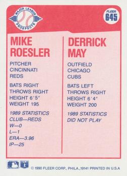 1990 Fleer #645 Mike Roesler / Derrick May Back