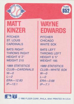 1990 Fleer #652 Matt Kinzer / Wayne Edwards Back