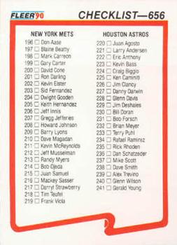 1990 Fleer #656 Checklist: Mets / Astros / Cardinals / Red Sox Front