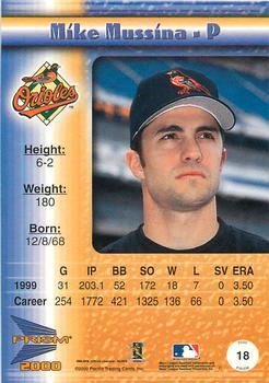 2000 Pacific Prism #18 Mike Mussina Back