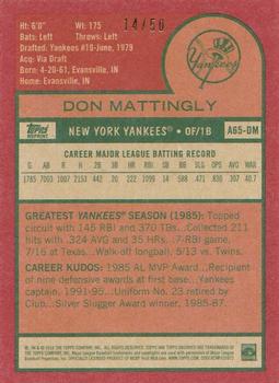 2016 Topps Archives 65th Anniversary Edition - Red Back #A65-DM Don Mattingly Back