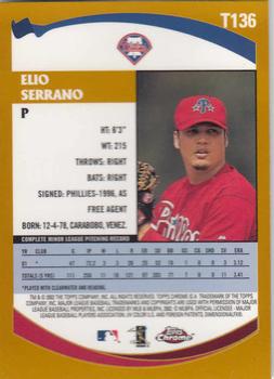 2002 Topps Traded & Rookies - Chrome #T136 Elio Serrano Back