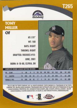 2002 Topps Traded & Rookies - Chrome #T265 Tony Miller Back