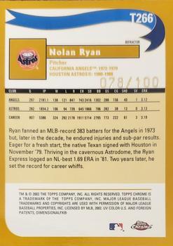 2002 Topps Traded & Rookies - Chrome Black Refractors #T266 Nolan Ryan Back