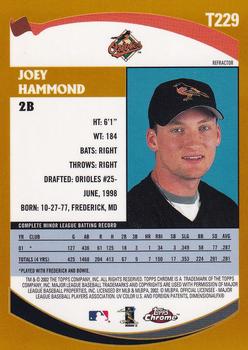 2002 Topps Traded & Rookies - Chrome Refractors #T229 Joey Hammond  Back
