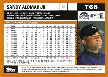 2002 Topps Traded & Rookies - Gold #T68 Sandy Alomar Jr.  Back