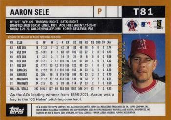 2002 Topps Traded & Rookies - Gold #T81 Aaron Sele  Back