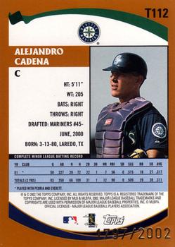 2002 Topps Traded & Rookies - Gold #T112 Alejandro Cadena  Back