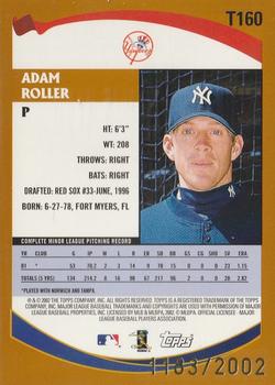 2002 Topps Traded & Rookies - Gold #T160 Adam Roller  Back