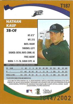 2002 Topps Traded & Rookies - Gold #T187 Nathan Kaup  Back