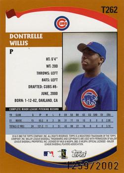 2002 Topps Traded & Rookies - Gold #T262 Dontrelle Willis  Back