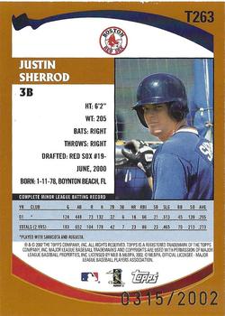 2002 Topps Traded & Rookies - Gold #T263 Justin Sherrod  Back